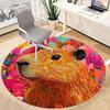 1pc Capybara Print Chair Carpet for Office, Round Non-Slip Durable Large Size Office Carpet, Suitable for Office, Beautiful Decoration