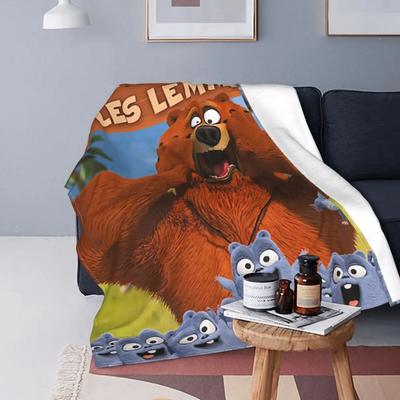 Grizzy And The Lemmings Blankets Fleece All Season Bear Anime Portable Ultra-Soft Throw Blankets for Home Bedroom Rug Piece