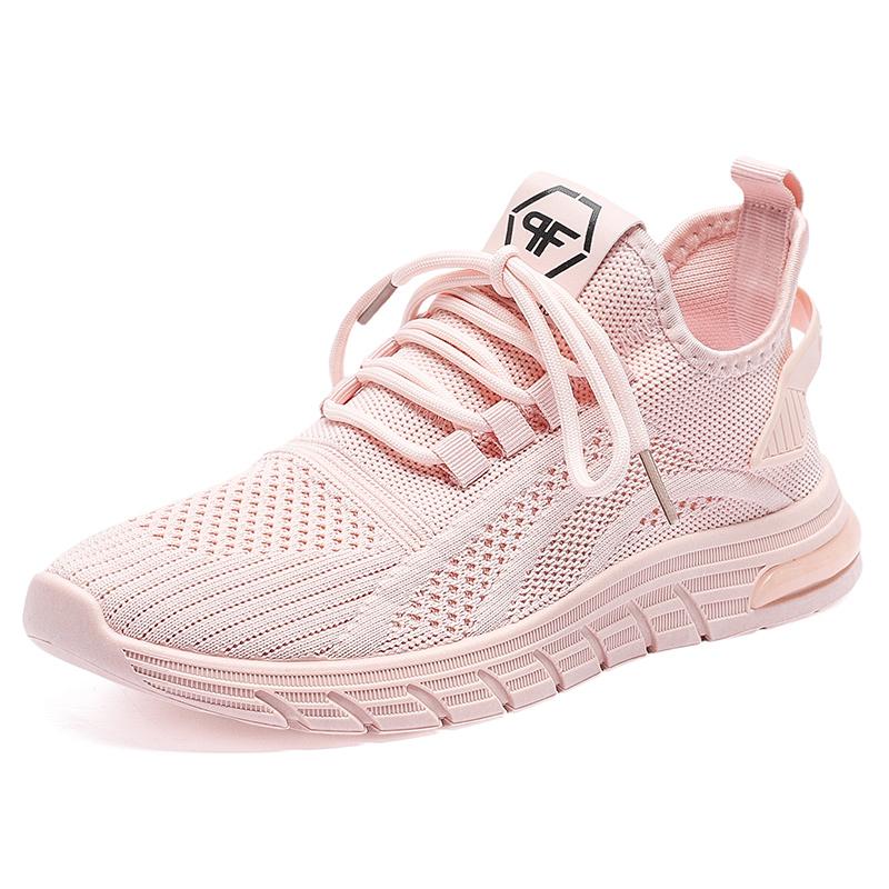 2023 Spring New Women's Shoes Sports Shoes Korean Version of Flying Woven Casual Shoes Pure Color Breathable Mesh Women's Shoes