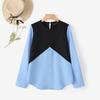 ZANZEA Women Casual Round Neck Long Sleeve Loose Patchwork Blouse