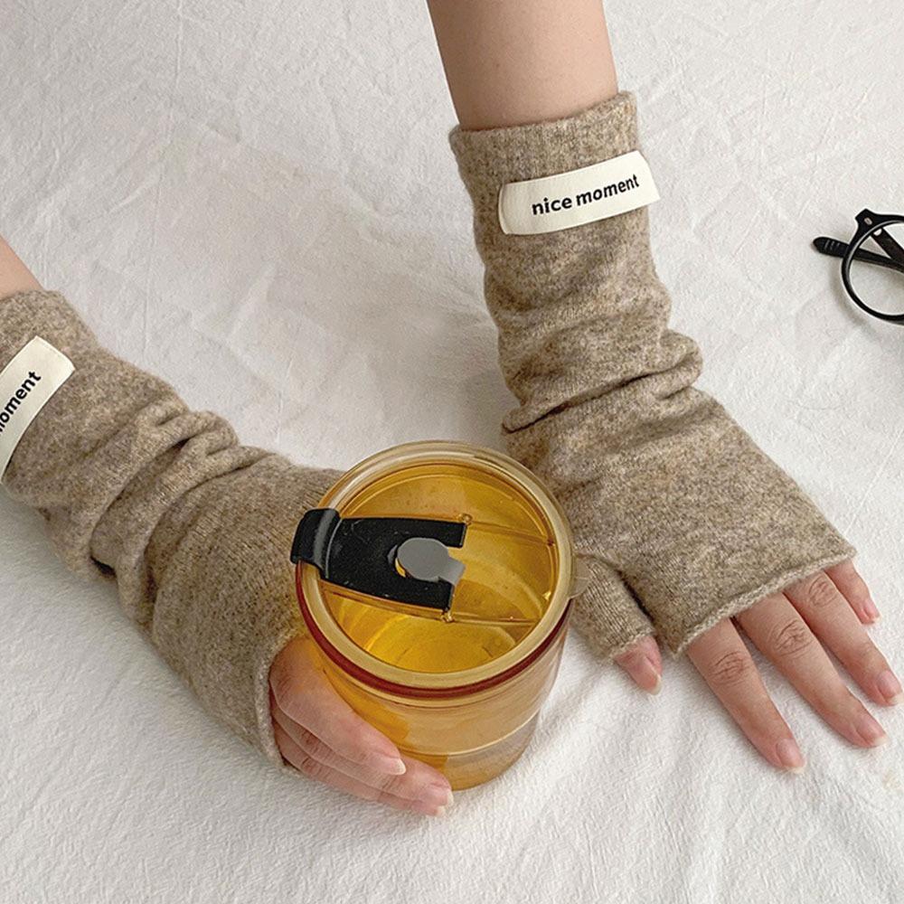 Pure Color Long Wrist Gloves Arm Warmers Wrist Sleeves Street Style Elbow Mittens  Women Wear
