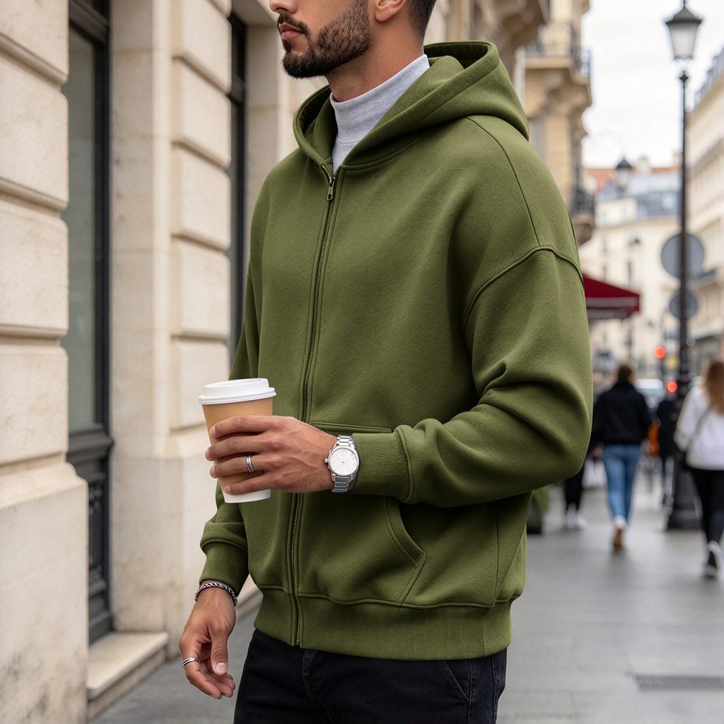 Unisex Hooded Cardigan Sweatshirt Jacket for Fall and Winter Casual Wear