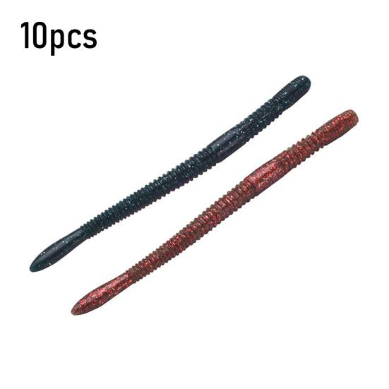 10 Piezas 12CM/4.2G Señuelo Blando de Gusano Salado Cebo Biónico Hilo de PVC Señuelo Artificial Pesca de Cabeza de Serpiente en Agua Salada y Dulce
