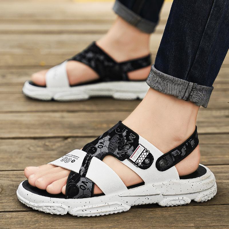 Summer Men Sandals Genuine Leather Mens Casual Shoes Outdoor Men Leather Sandals for Men Beach Shoes Roman Mens Shoes