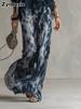 Summer New Sleeveless Vest Top & Printed Wide Leg Pants Chiffon Set