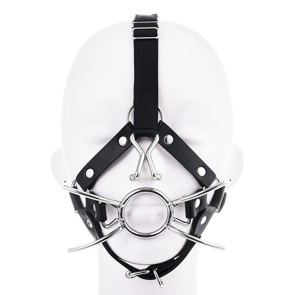 Unisex Simulated Harness Mouth Gag with Metal Nose Hook, Spider Fork & Ball Gag