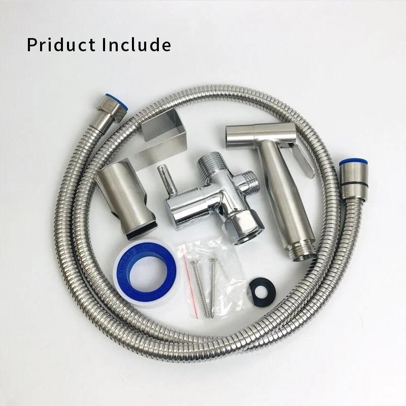 Handbidet-Toilettensprüher-Set, Edelstahl-Bidethahn, an der Wand montierte Toilettenspritzpistole, Badezimmer-Duschkopf, selbstreinigend