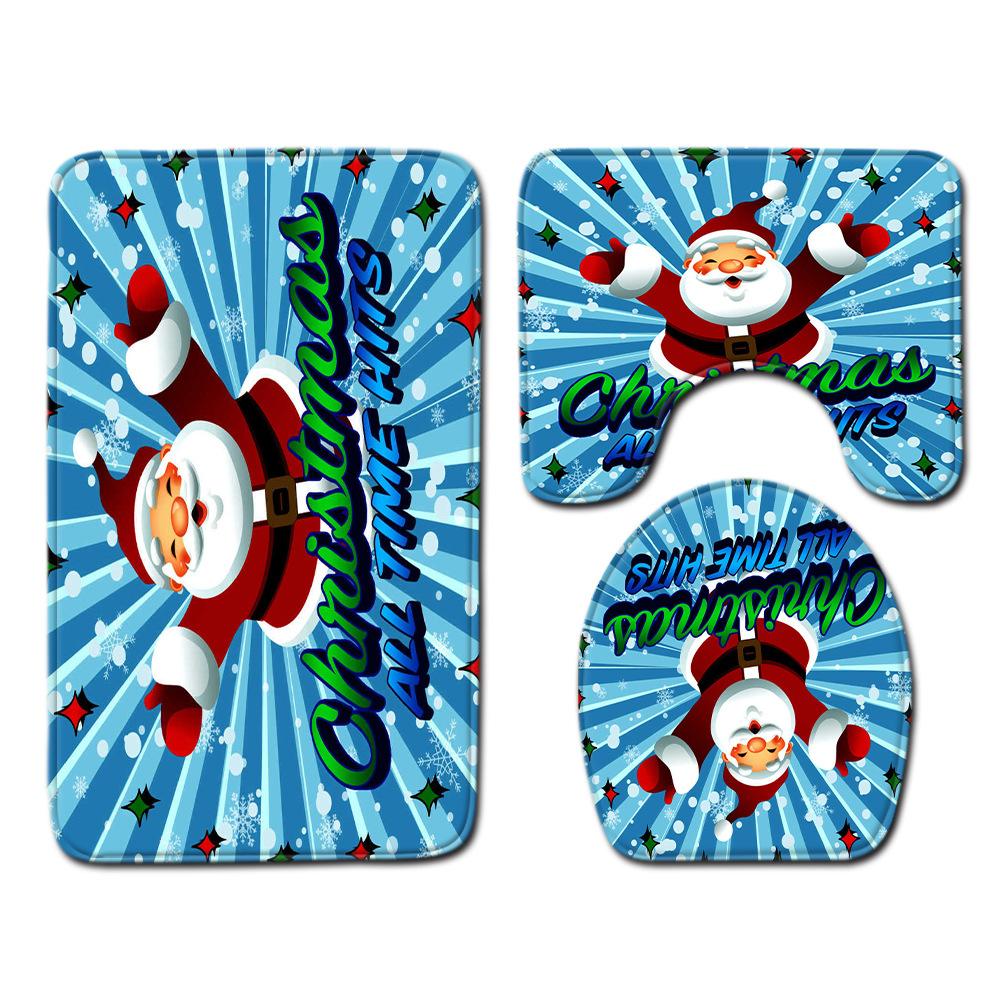 3D Toilet Floor Mat Bathroom Mat Christmas Three-Piece Foot Mat E-Commerce