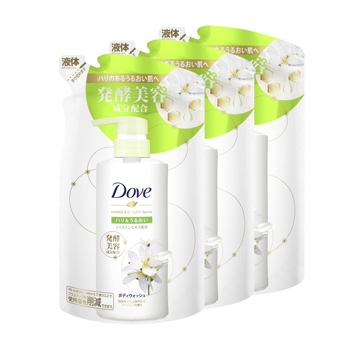 

Dove Body Wash Fermented Beauty Series Firmness Moisture Refill 340g x 3 Refreshing Jasmine Scent [Bulk Purchase] (DOVE) & & білий
