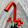 Fashion Lovely Bathroom Basin Faucet 8 inch Widespread Lavatory Mixer Tap Brass Red Green Cross Handle hot and cold Sink Mixer