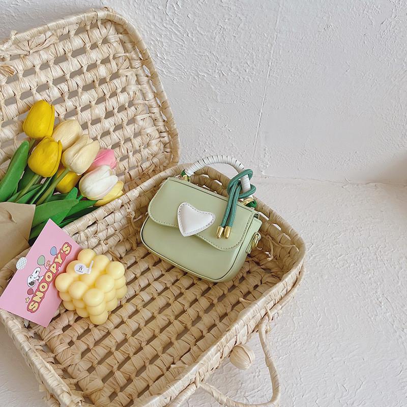 Trendy Mini Pu Handbag For Children Stylish Heart Design Cute Crossbody Bag