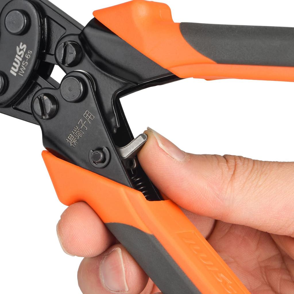 IWISS IWS-6S Crimping Tool for Bare Crimp Terminals and Sleeves, Compatible with 1.25/2/3.5/5.5 sq.