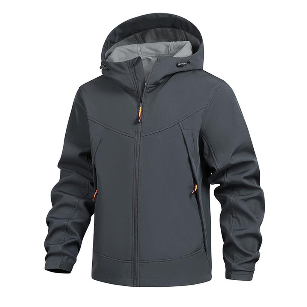 Men's Solid Color Outdoor Mountaineering Waterproof Windproof Fleece Jacket Outdoor Jacket