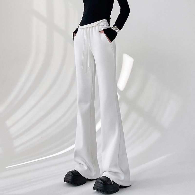 Damen Schwarze High Waist Schlankmachende Micro Flare Hose - 2025 Frühling/Sommer Freizeitsporthose