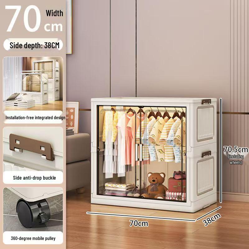 Foldable Baby Wardrobe: Thickened Storage Cabinet for Children s Clothes with Hanging Space Thickened, Heavy Load, Foldable, Free Combination