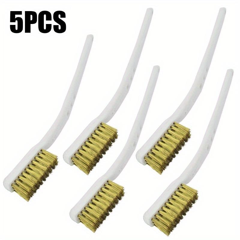 5pcs Brass Wire Brushes, Mini Paint Rust Remover, Steel Wire Brushes for Industrial Metal Polishing and Burring Cleaning