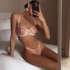 Sexy Bra Perspective Lace Mesh Stitching Sexy Underwear Set Women
