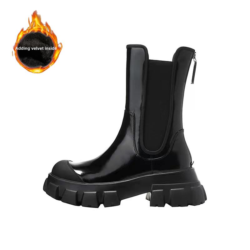 

Женские новые ботинки из ПУ кожи белые ботильоны осень зима мотоциклетные ботинки женские на толстом каблуке на платформе 35