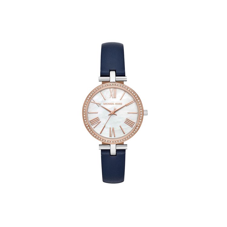 Michael Kors Quartz Watch Leather Strap Silver Dial Women watches Black MK2833 White Dial
