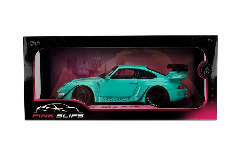 Kyosho Jada Toys PINK SLIPS Series Scale Porsche RWB KEI KISHI Mint Blue Finished Model JADA36463 1/18
