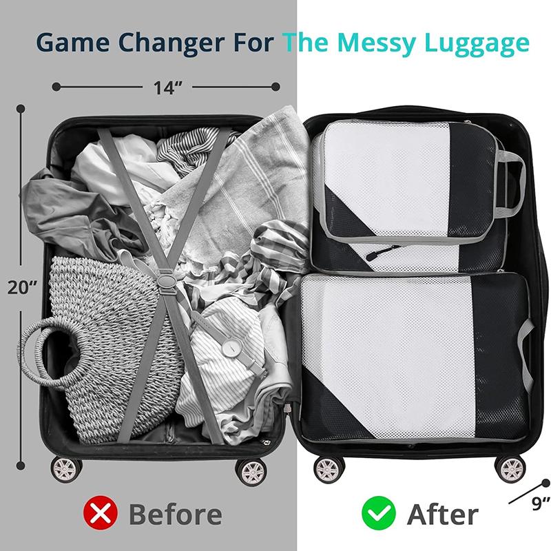 5 Piece Storage Bags Compression Packing Cube Travel Storage Bag Luggage Clothing Storage Set