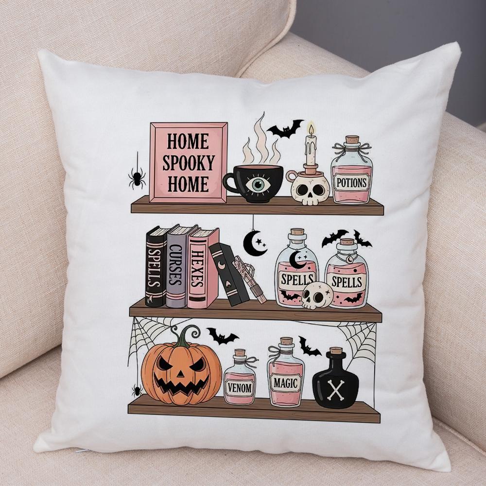 Witch Vibes Pillowcase Double Print Spooky Cats Cushion Cover Soft Plush Magic Potions Pillowe Case for Sofa Home Car