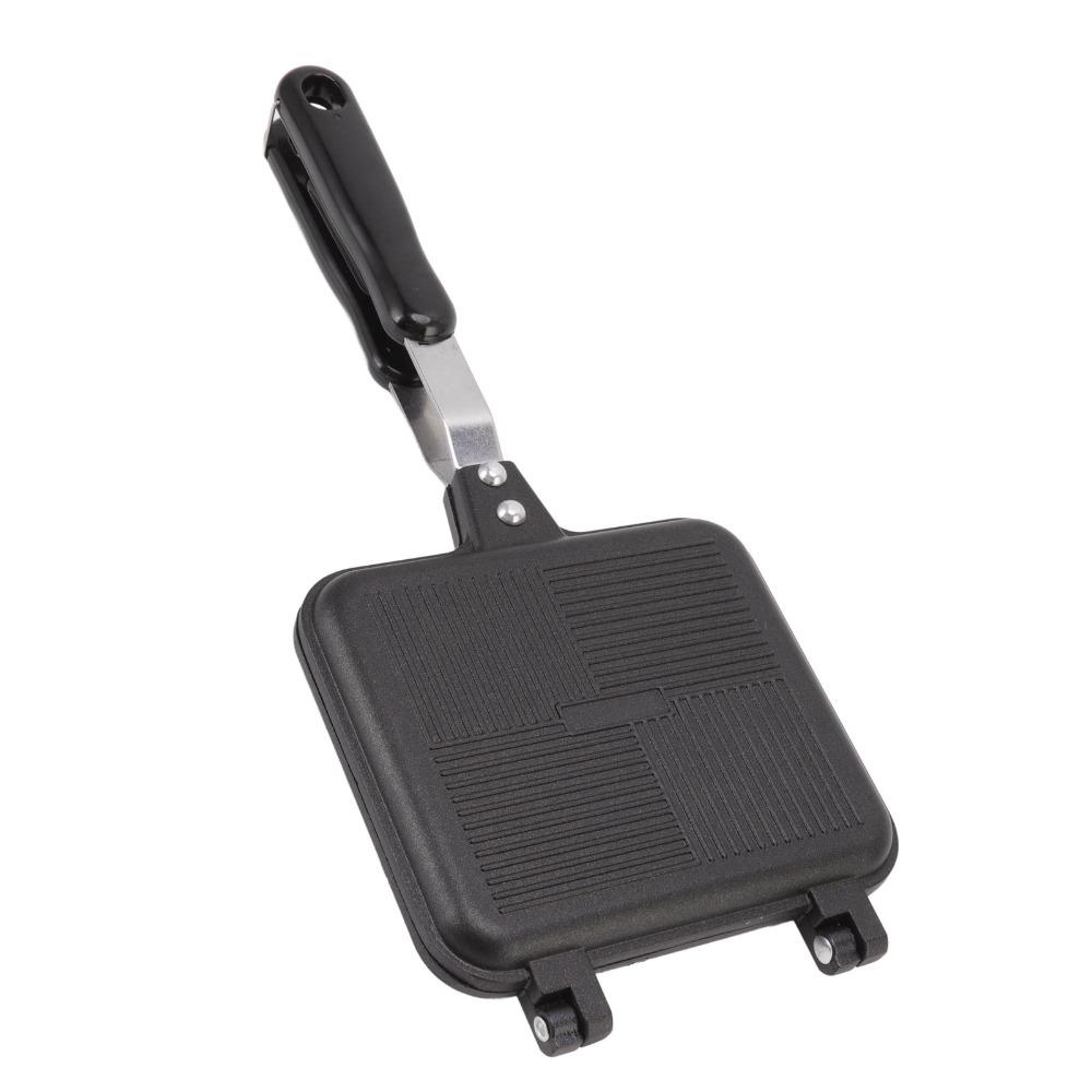 Kitchen Utensils Square Frying Pan Non Stick Double Sided Sandwich Maker Black Anti Scalding Handles Cooking Saucepan Breakfast