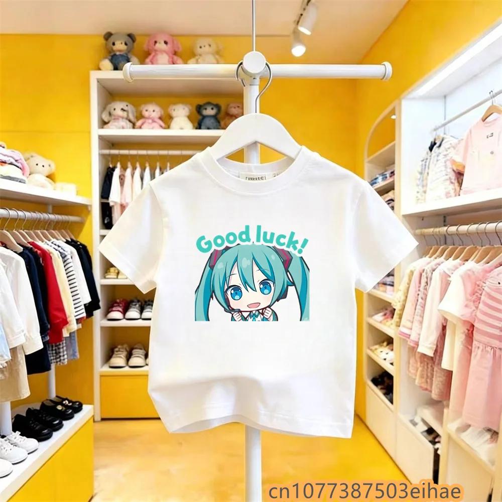 Hatsune Miku Future MIKU Line Fashion Pure Cotton Printed Short Sleeves Casual Slim Fit Clothing New Style For Boys Girls