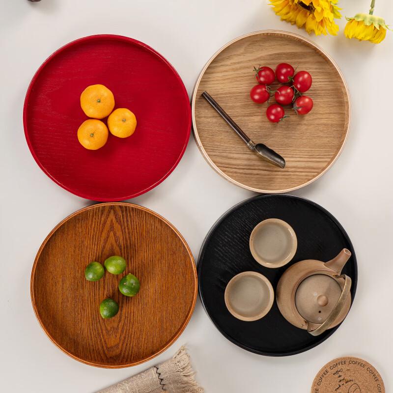 FengZhi Japanese Style Wooden Round Serving Tray