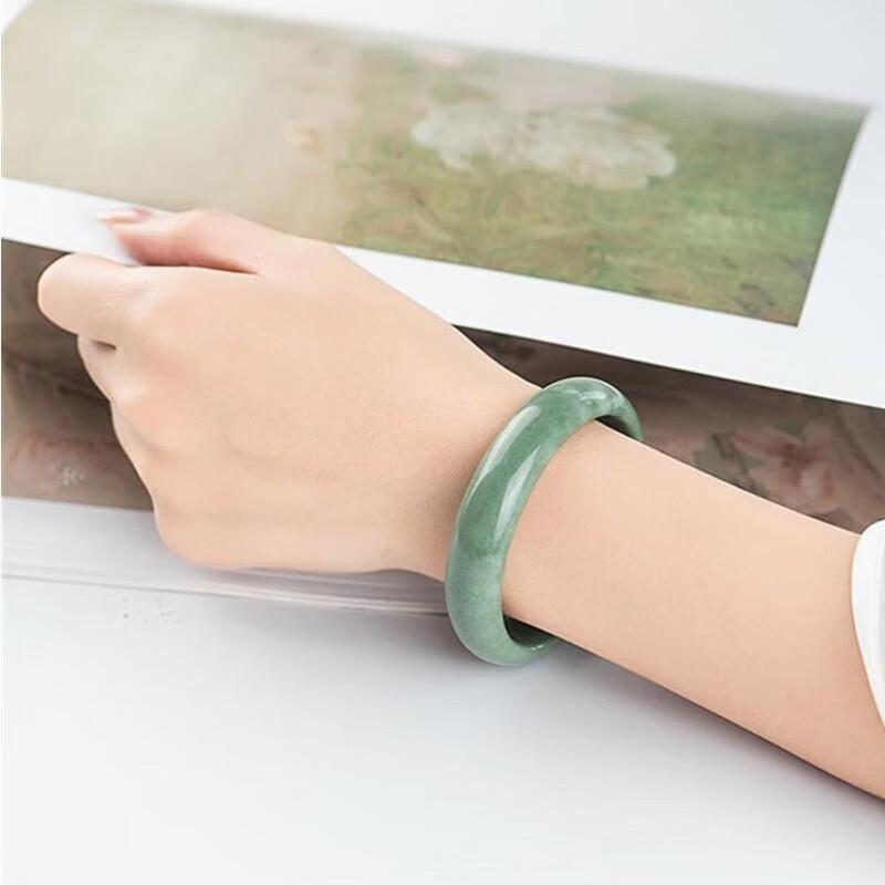 Guizhou Jade Light Green Floating Flower Thin Round Jadeite Bangle for Women