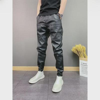 Trendige elastische PU-Lederhose für Herren – winddichte, wasserdichte Freizeithose mit sechs Taschen für Herbst/Winter