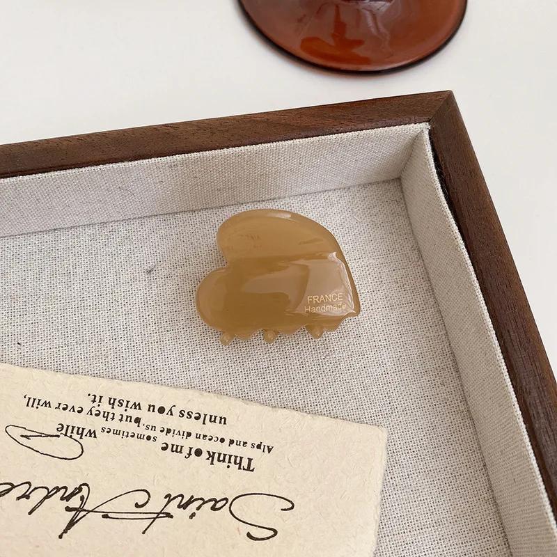 3.5cm Small Hairclaw Acetate Hair Crabs for Girls Cute Heart Shaped Hairclips for Women and Children Hair Accessories