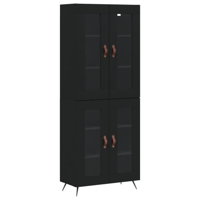 VidaXL Buffet haut Noir 69,5x34x180 cm Bois d'ingénierie 3198250