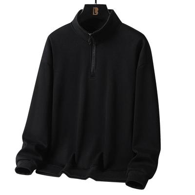 Autumn and Winter Men's Outdoor Half-zip Stand Collar Terry Knitted Fleece Sweatshirt Pullover Jacket