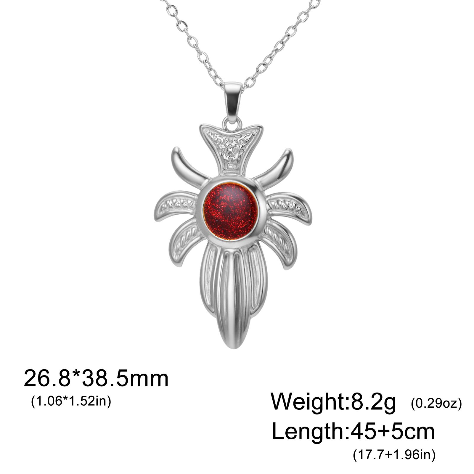 

Teamer Flower Leaf Red Zircon Pendant Necklace Stainless Steel Gold Color Chain For Women Romantic Trendy Flower Jewelry Gift 45-50cm