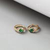 S925 Silver Ear Cuff with Green Diopside and 18K Gold Vermeil Accents, Vintage Style