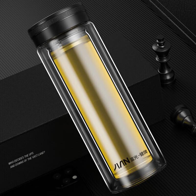 Fuguang Double-Layer Glass Mug with Lid