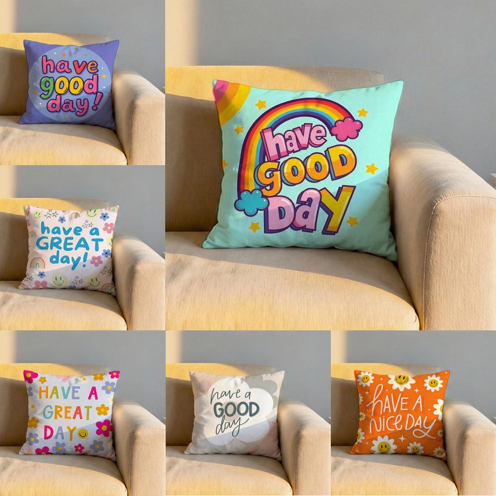 Warm Good Day Cushion Cover Soft Reversible Durable Pillow Cover MultiScene Use for Home Car Daily Comfort