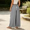 Women High Waist Wide Leg Pants Elastic Waistband Plaid Print Loose Fit Trousers with Pockets Casual Relaxed Style for Daily Wear