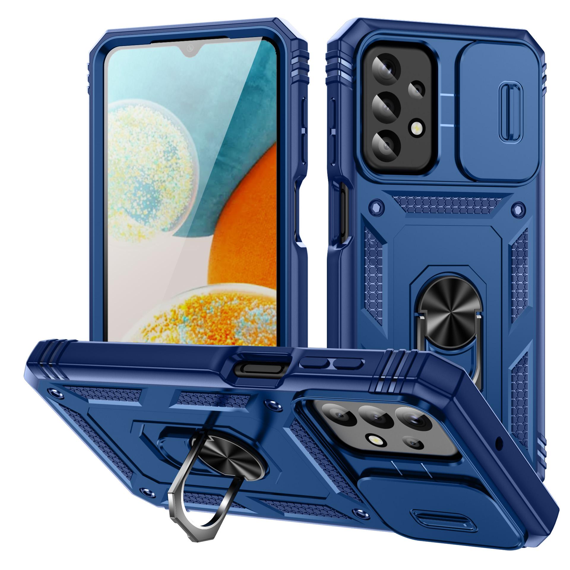 

For Samsung Galaxy A23 4G/5G (Global Version) PC+TPU Kickstand Case Phone Shell with Sliding Camera Cover Sapphire