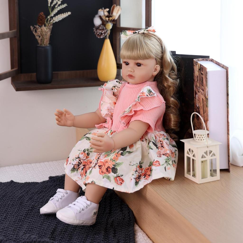60 Cm Reborn Baby Girl Toy Cloth Body Realistic Princess Newborn Baby Dolls Kids Birthday Christmas Gifts Suit for 7+ Years