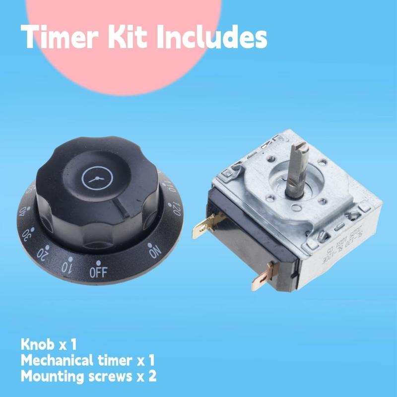 120 Minutes Mechanical Timers Replacement Set Including Knob and Mounting Screws for Chargers Timers Compatibility