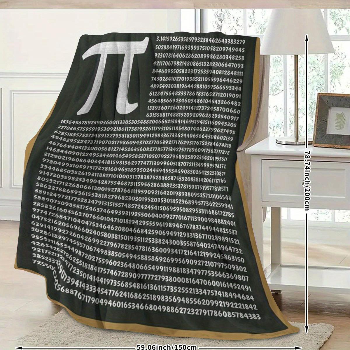 Pi Number Math-Themed Flannel Blanket - Cozy Pi Day Gift for Students Teachers Mathematicians 75cmx90cm