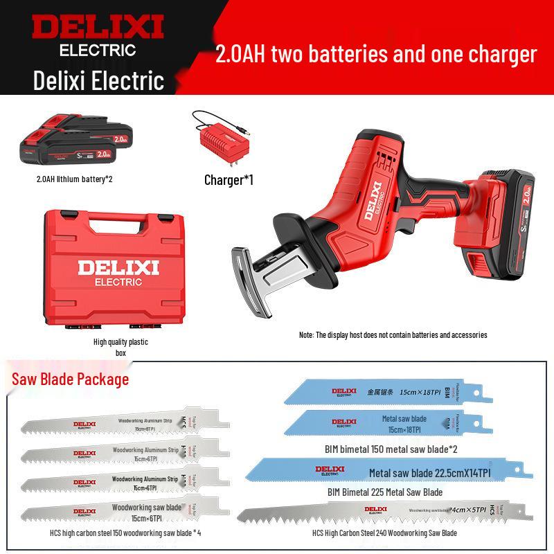 Delixi Rechargeable Handheld Reciprocating Saw - Compact Electric Saw for Home and Outdoor Use