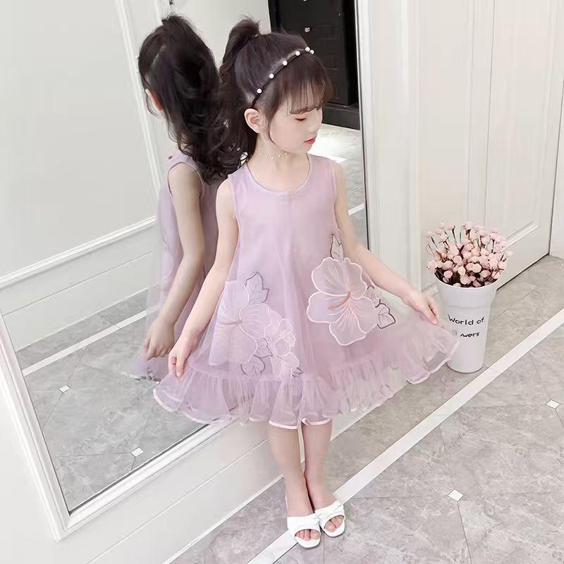 2026 Stylish Girls Strappy Summer Princess Dress Size 120 (recommended height ~110cm)