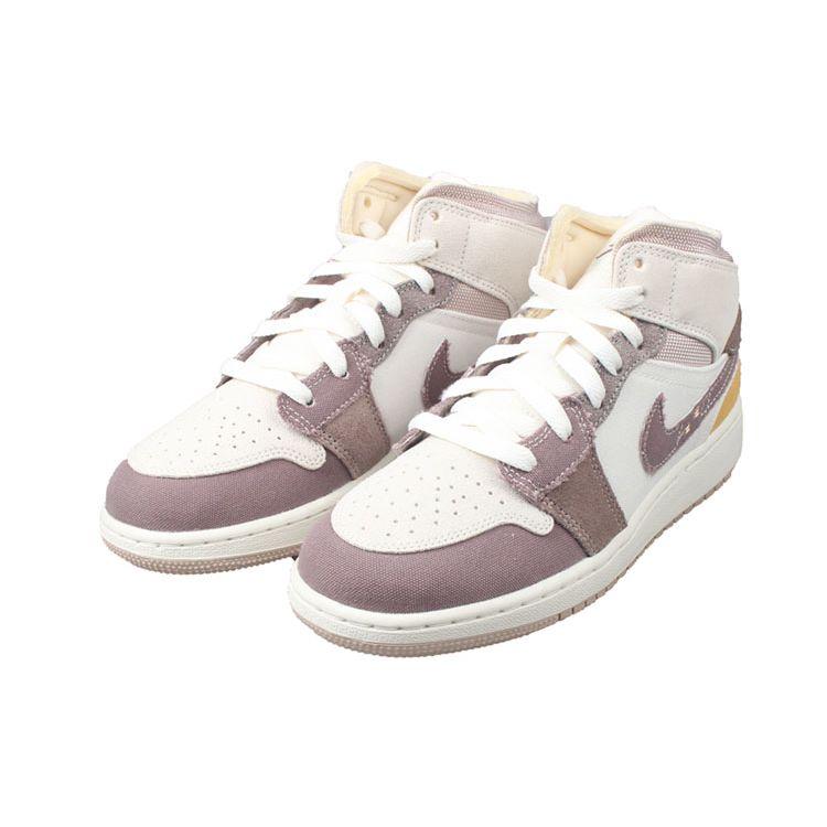 Air Jordan 1 Mid SE Craft GS Inside Out - Tênis Infantil Taupe Haze Marrom Sail Fossil-Stone DZ4466-102