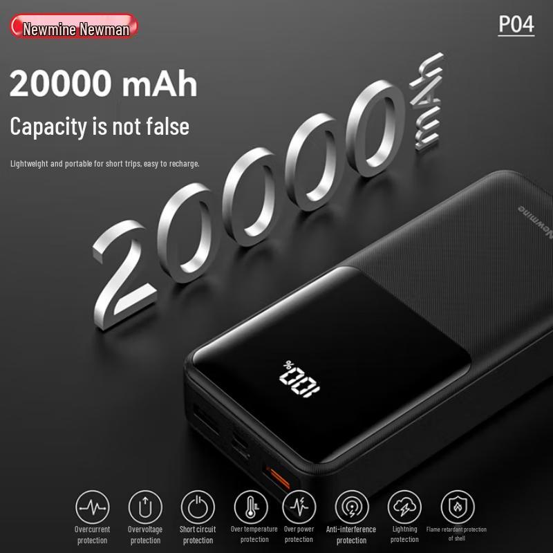 Newmine 20000mAh 22.5W Fast Charging Power Bank with Built-in Cable