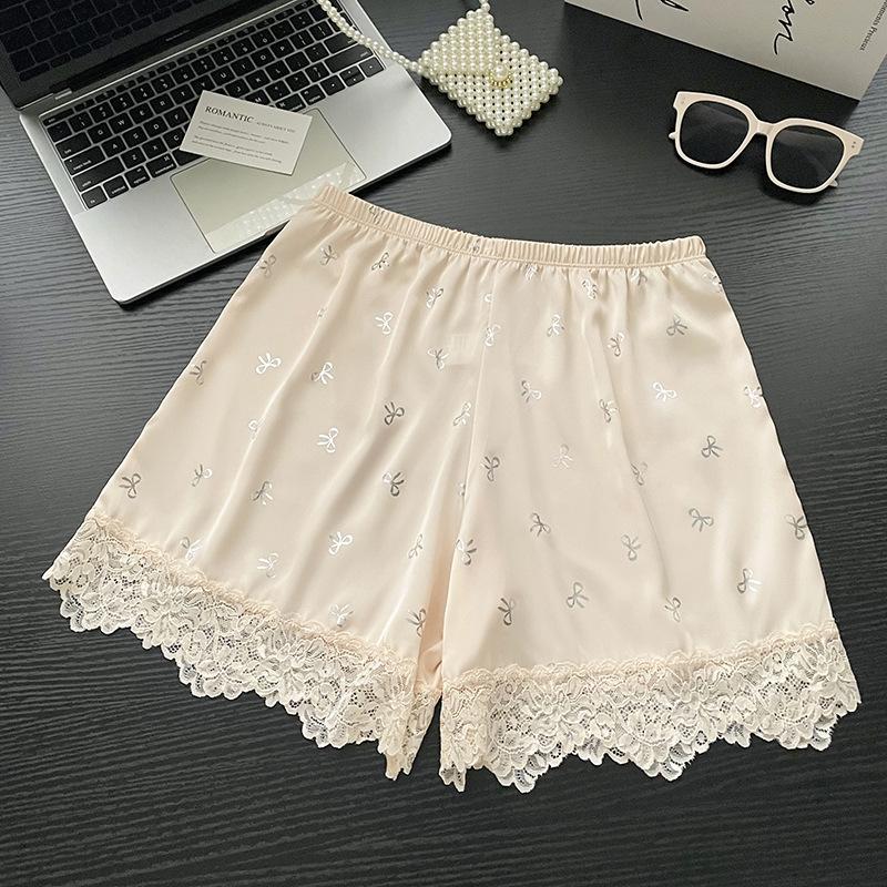 

Girls Summer Thin Simple Sweet Senior Feeling Hot Silver Bow Loose Breathable Comfortable Leggings One size тілесний