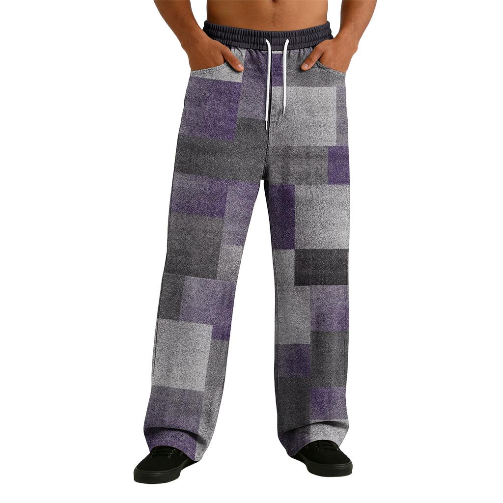 Men's Casual Stretch Waist Drawstring Straight-Leg Pants
