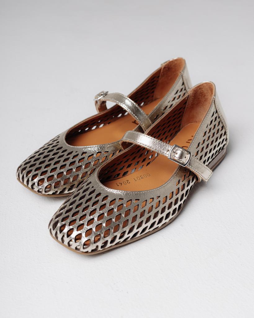 Perforated Ballet Flats Krula 2402855 36 Golden Leather